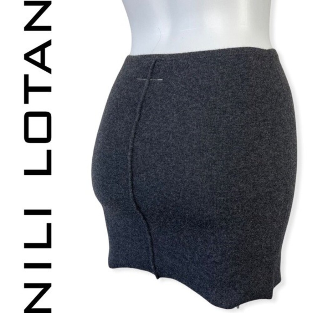 NWOT Nili Lotan Wool Cashmere Blend Sweater Knit Gray Mini Skirt Exposed Seam XS - Picture 2 of 11